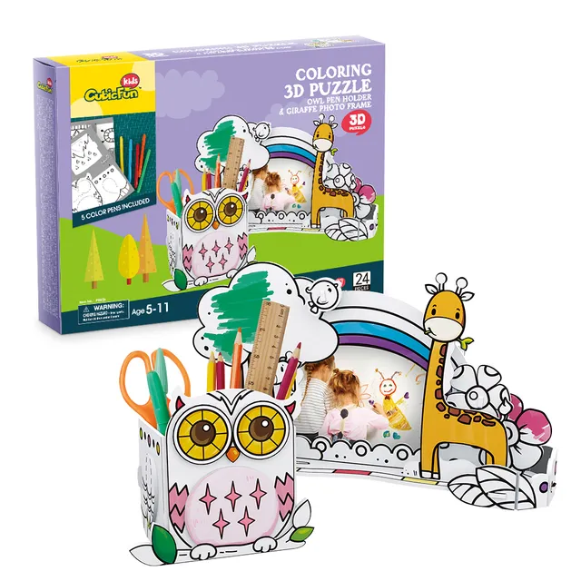 cubic-fun-coloring-p695h-eule-stiftehalter-giraffe-3d-puzzle image 1