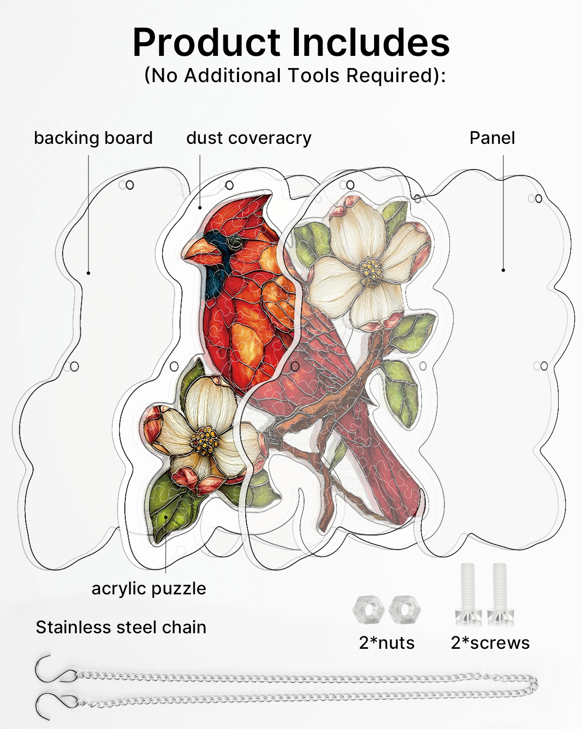 kaayee-suncatcher-puzzle-magnolia-cardinal-fensterbild-medium image 7