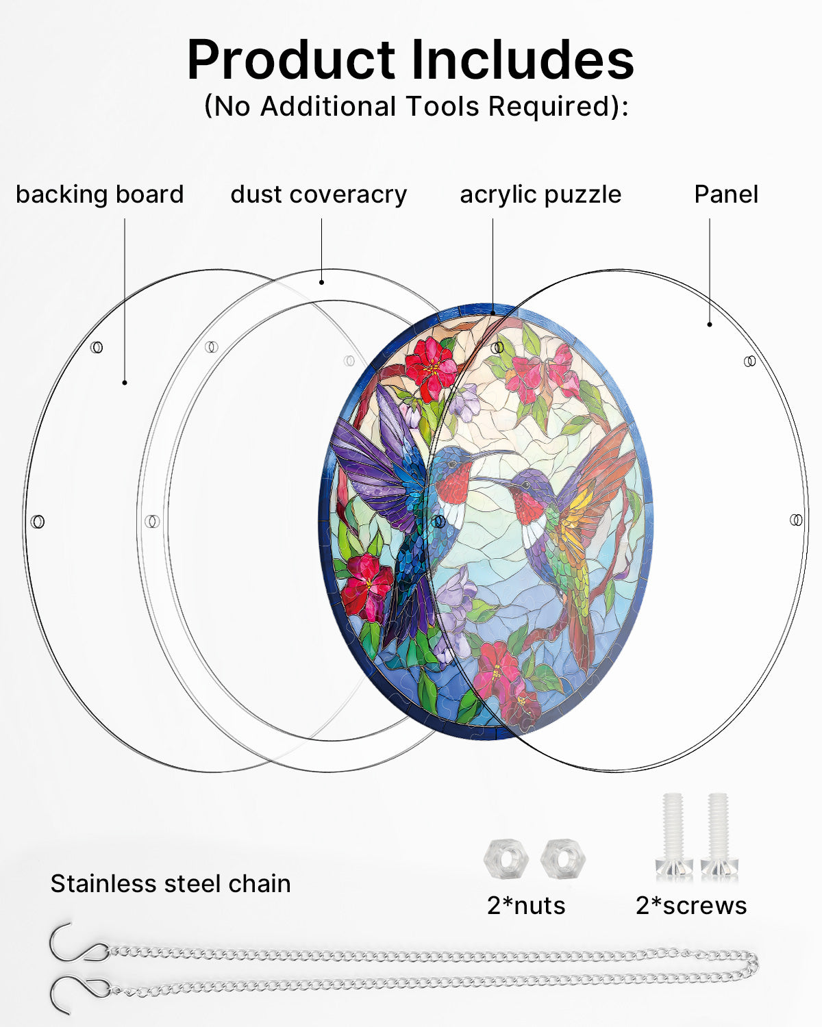 kaayee-suncatcher-puzzle-hummingbird-bloomscape-klein-18-8-cm-kolibri image 6
