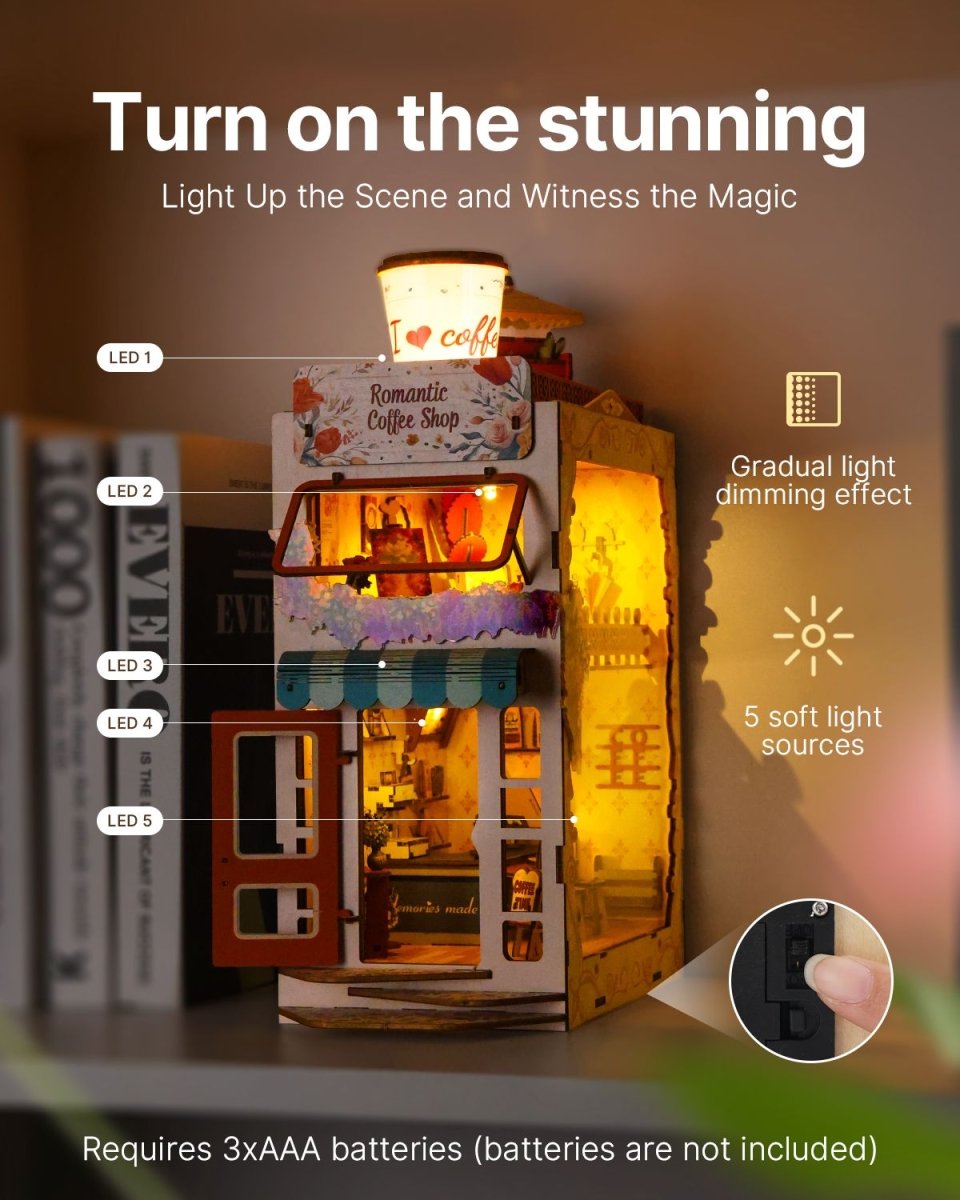 kaayee-book-nook-kit-romantic-coffee-shop-holzpuzzle-caf-led image 7