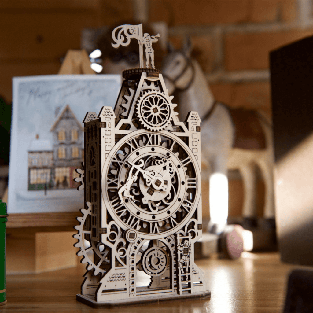 ugears-uhrenturm-alter-uhrenturm-holzbausatz-uhr image 1