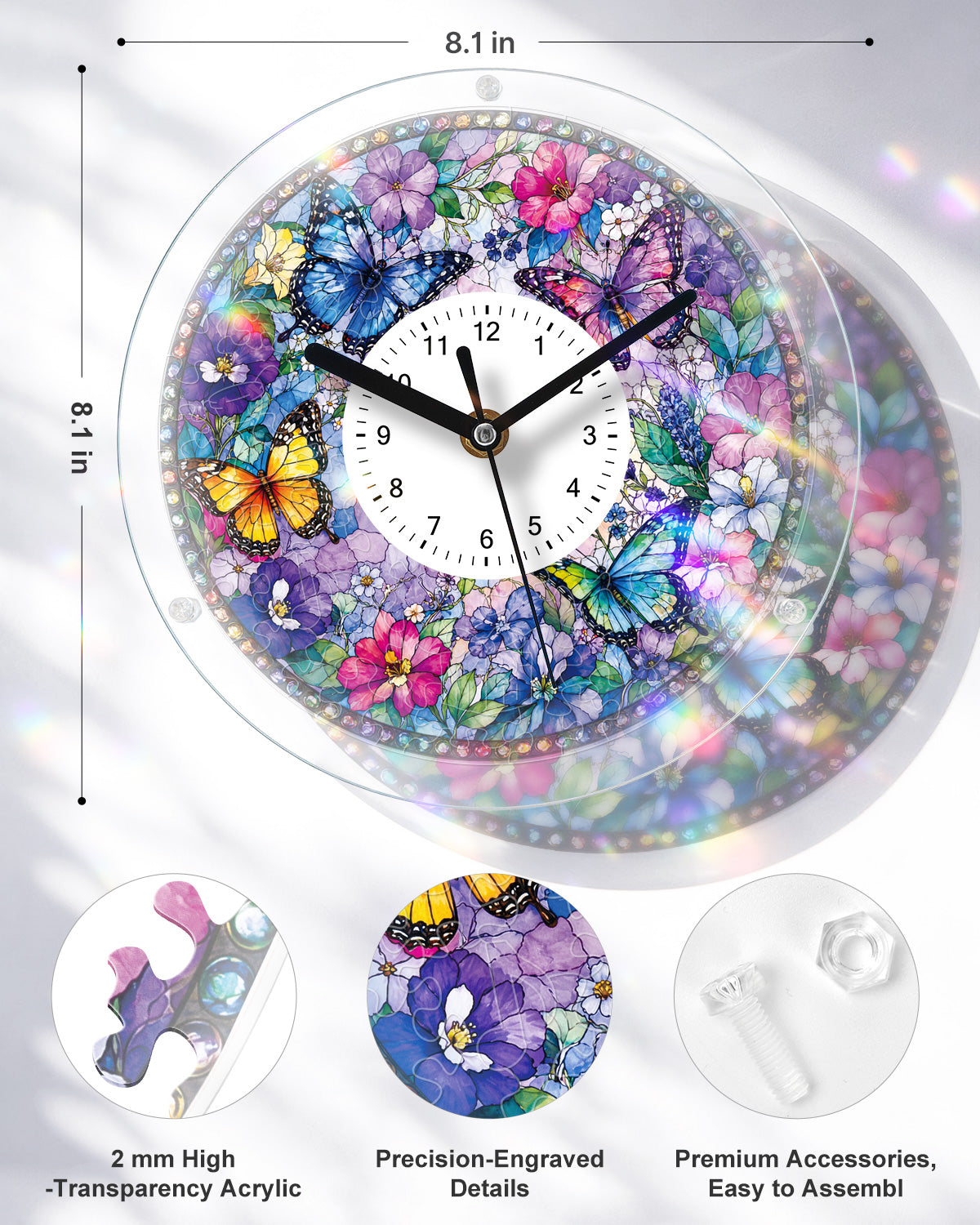 kaayee-butterfly-blossom-garden-puzzle-uhr-regular-schmetterling image 3