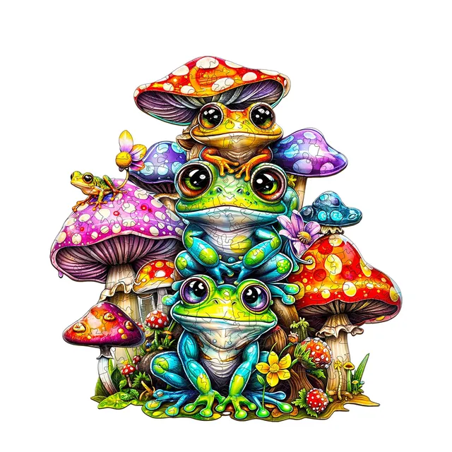 jigfoxy-frog-holzpuzzle-m-190-teile-froschmotiv image 1