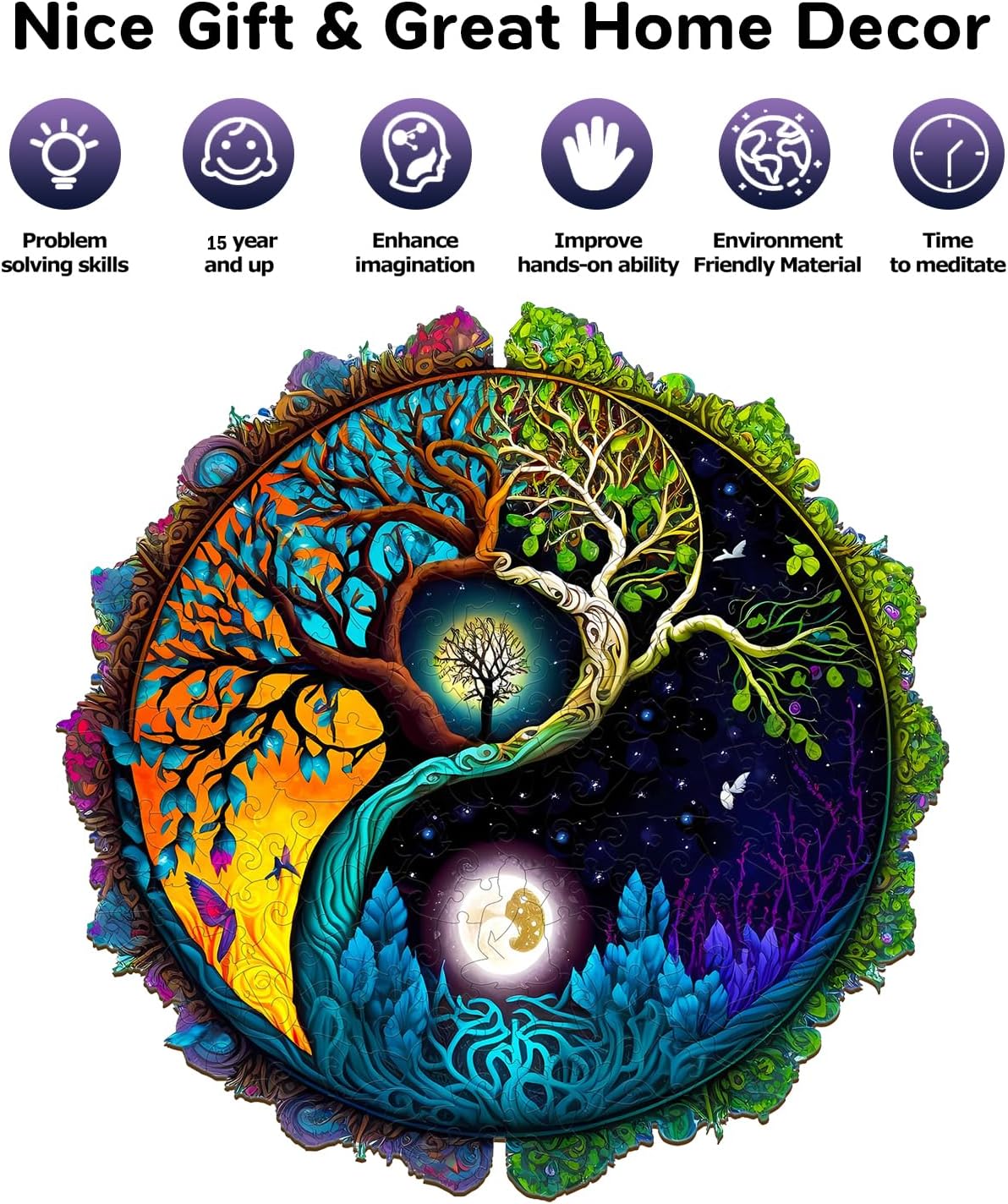 jigfoxy-tree-of-life-holzpuzzle-m-200-teile-rund image 4