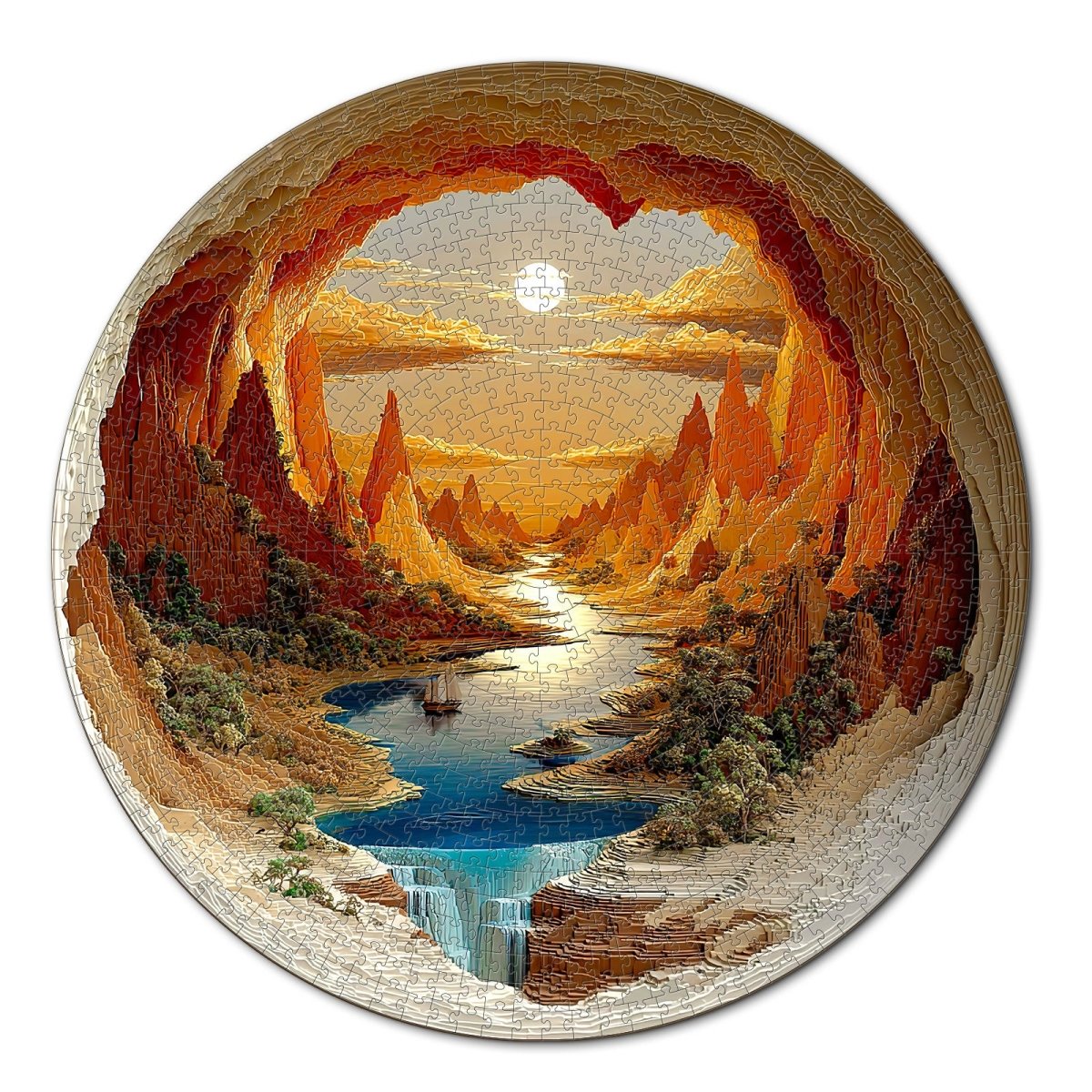 kaayee-the-sunlit-hollow-1000-teile-puzzle-rund-eco-canyon image 1