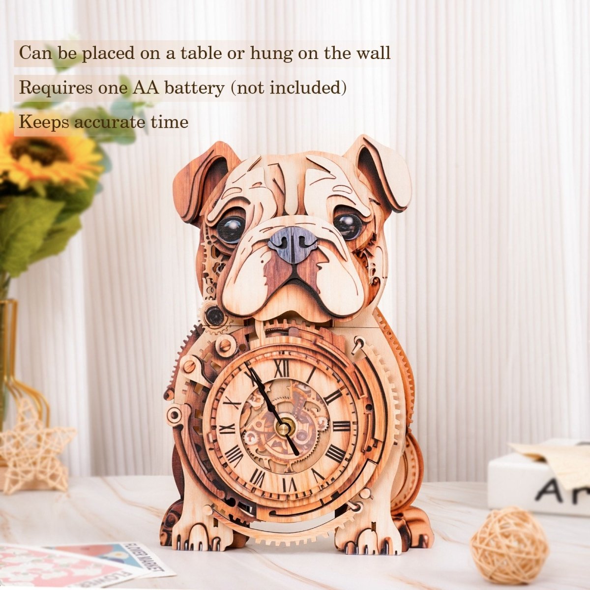kaayee-clock-kit-bulldog-holzuhr-3d-puzzle-bausatz-hund image 6