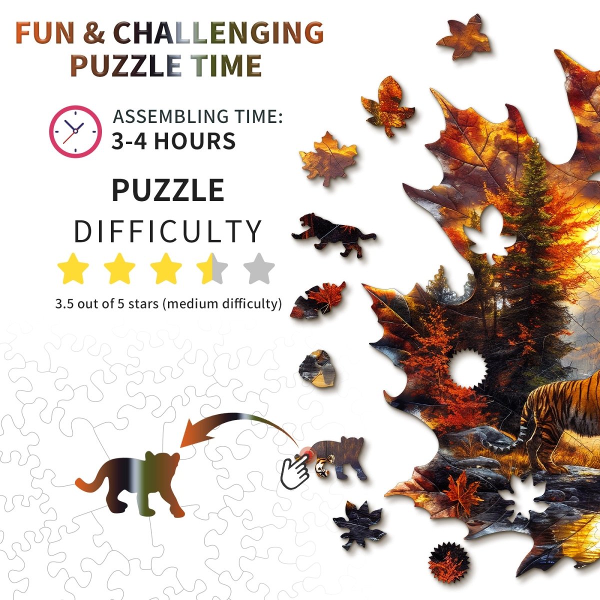 kaayee-wooden-puzzle-maple-leaf-tiger-holzpuzzle-medium image 4