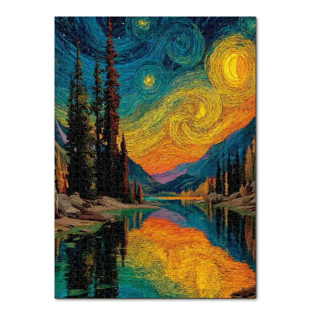 kaayee-starry-forest-puzzle-1000-teile-eco-white-board-wald image 1