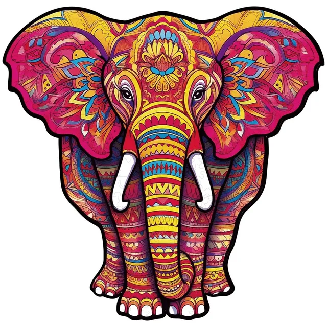 kaayee-mandala-elefant-holzpuzzle-medium-bunt-tiermotiv image 1