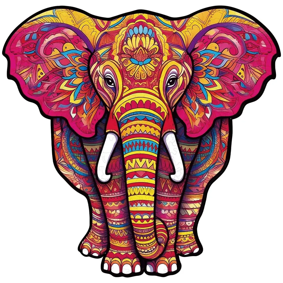 kaayee-mandala-elefant-holzpuzzle-medium-bunt-tiermotiv image 1