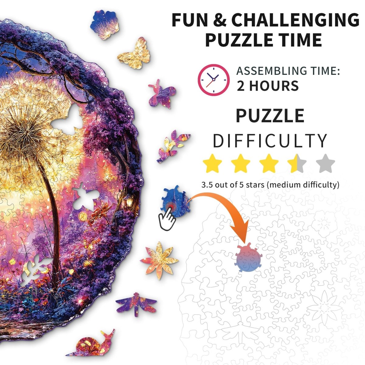 kaayee-starlight-plants-holzpuzzle-medium-rund-fantasy-pusteblume image 4
