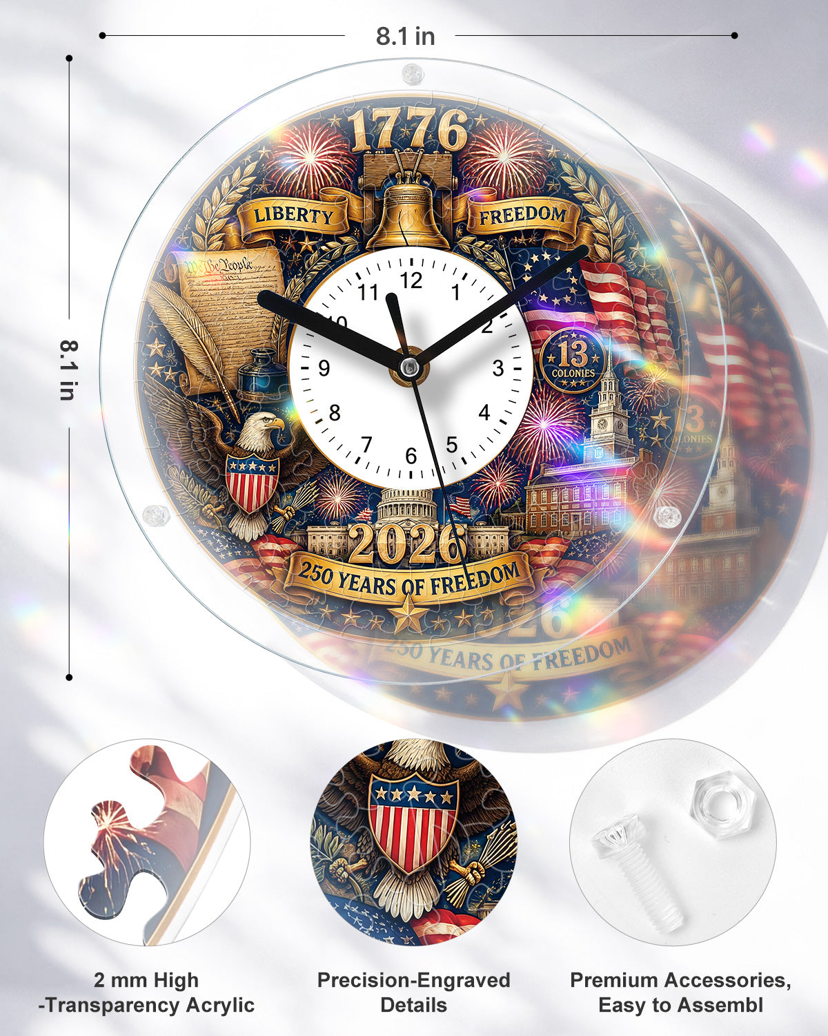 kaayee-clock-kit-puzzle-uhr-250-years-of-freedom-acryl-diy image 3