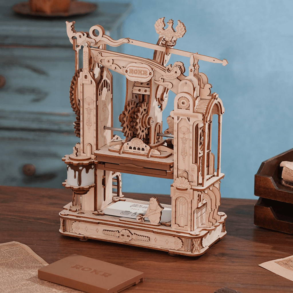 magicholz-mechanischer-bausatz-klassische-druckmaschine-holz-303-teile image 1
