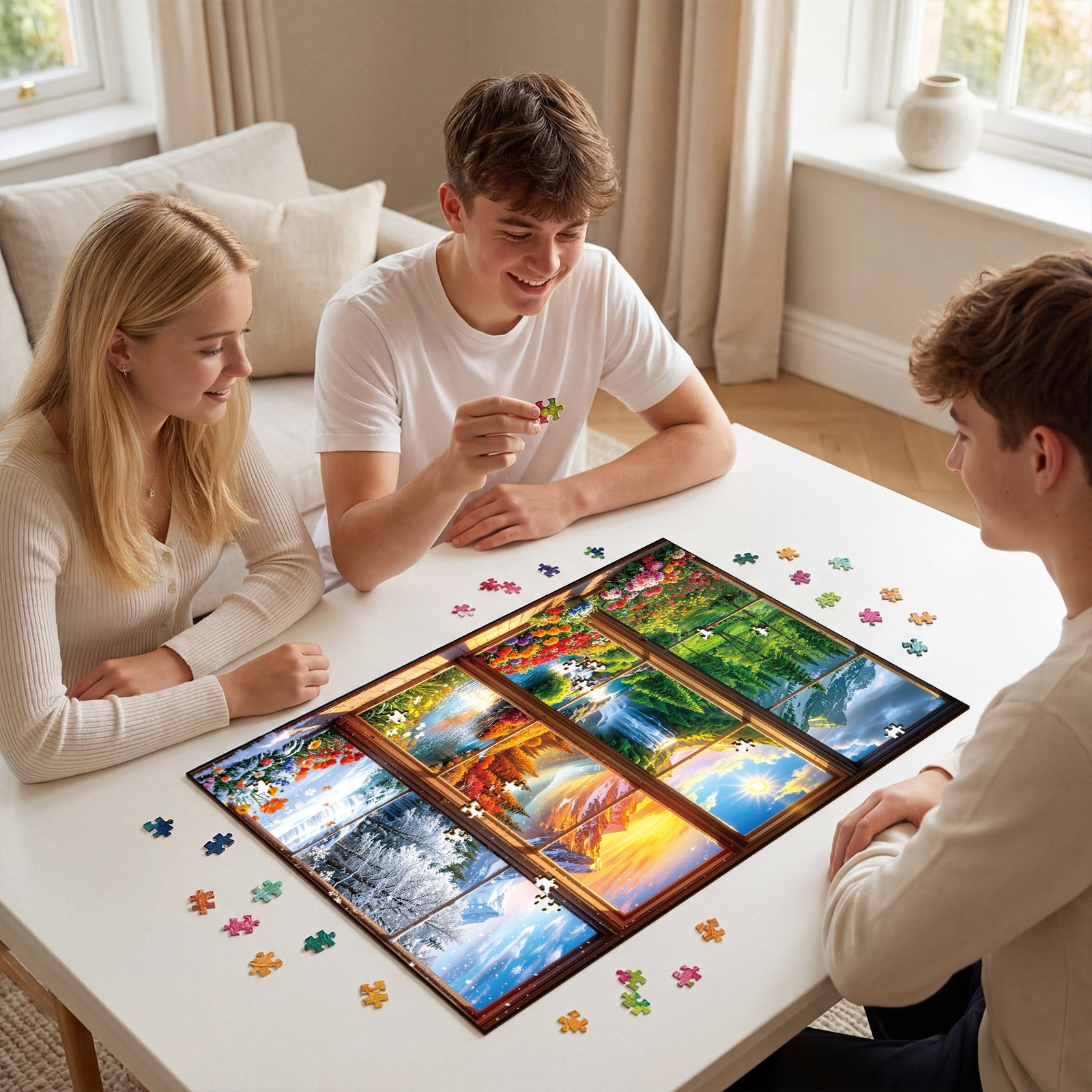 kaayee-cardboard-puzzle-seasons-outside-window-1000-teile image 8