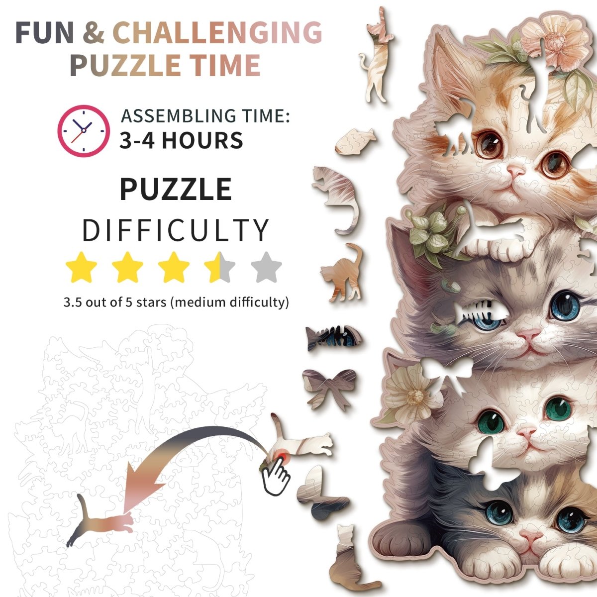 kaayee-wooden-puzzle-cute-kitten-holzpuzzle-katze-medium image 4