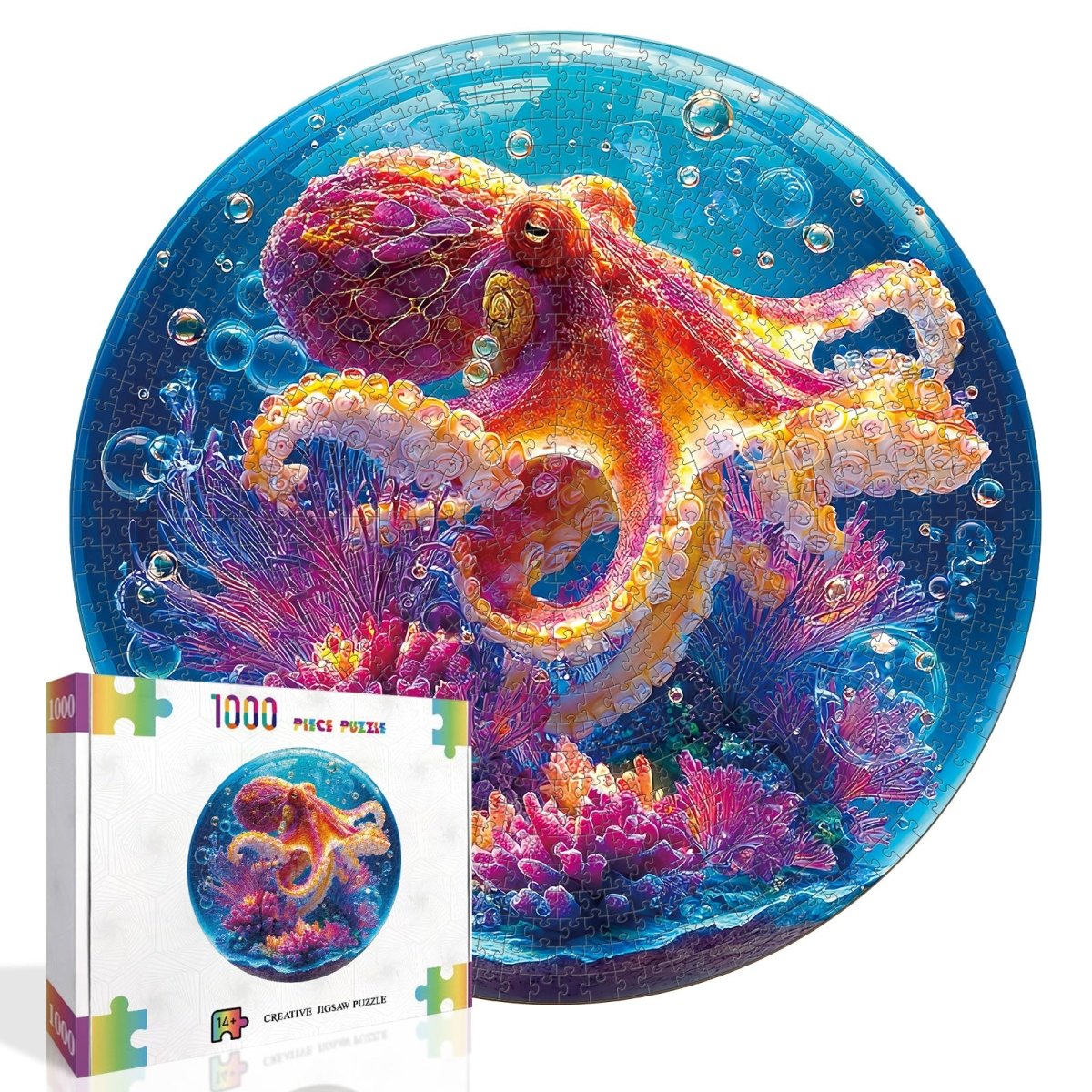 kaayee-cardboard-puzzle-deep-sea-octopus-1000-teile-rund image 2