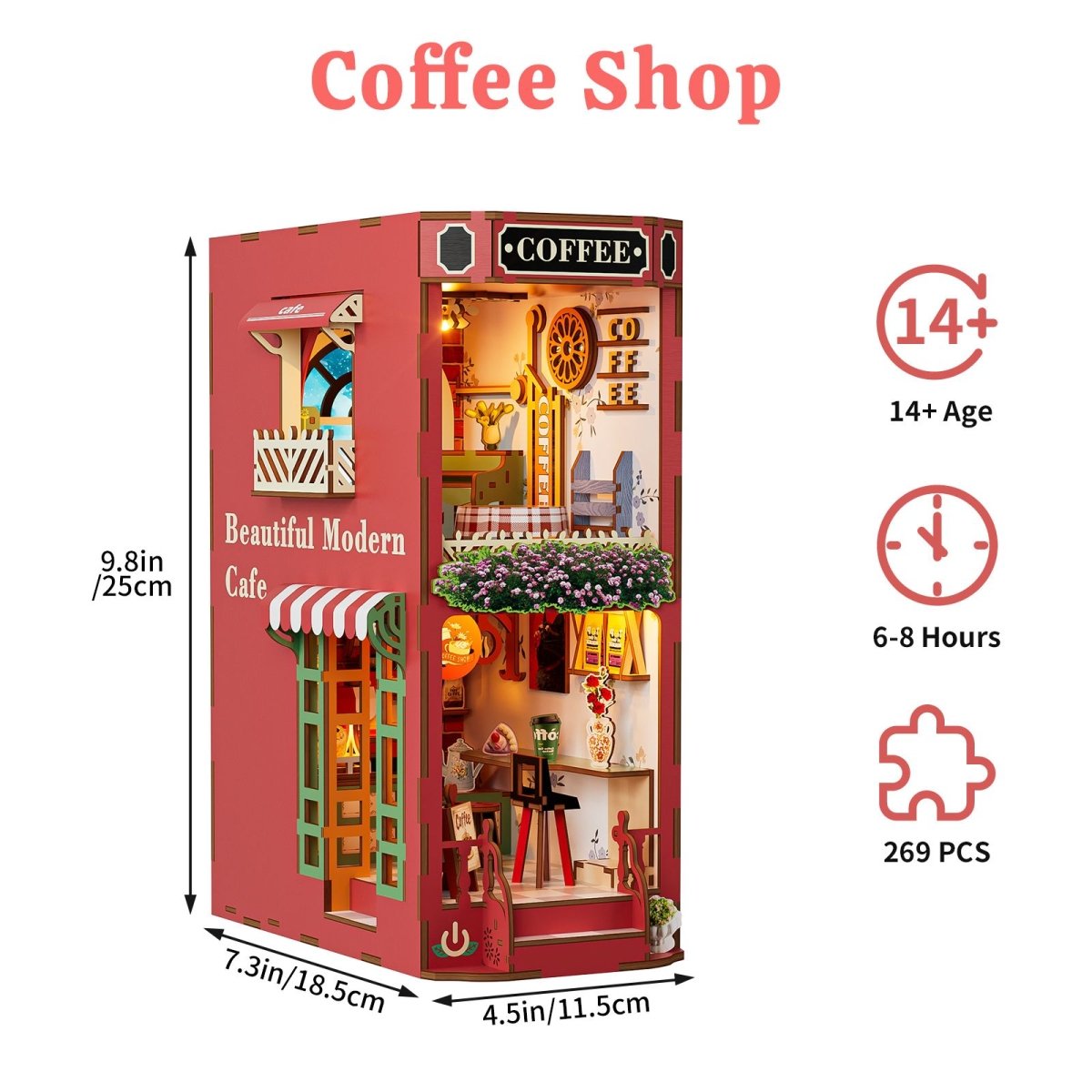 kaayee-book-nook-kit-coffee-shop-3d-puzzle-mit-licht image 4