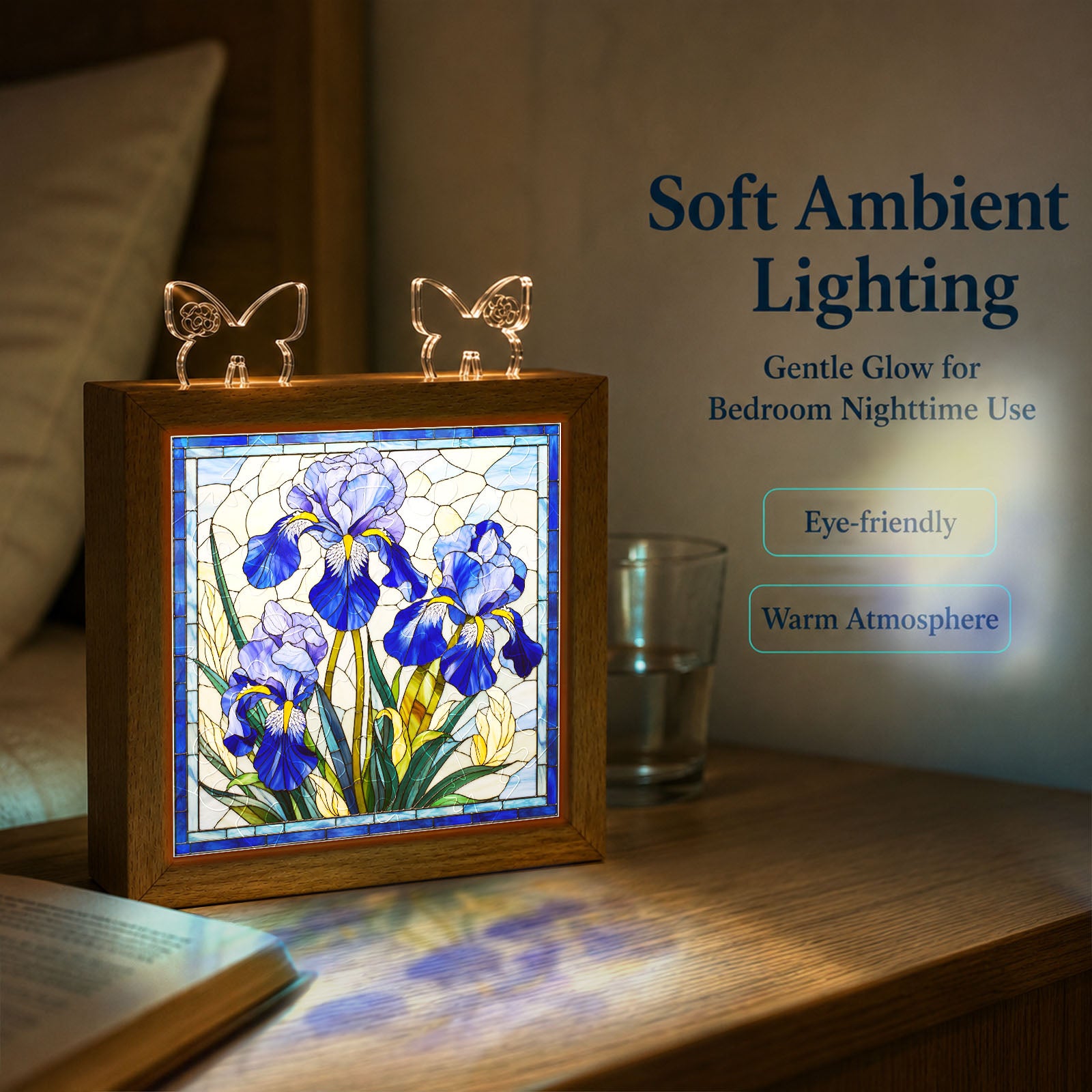 kaayee-night-light-royal-iris-bloom-acryl-holzrahmen image 5