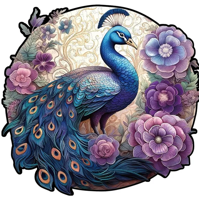 kaayee-charming-peacock-holzpuzzle-medium-pfau-v-gel image 1