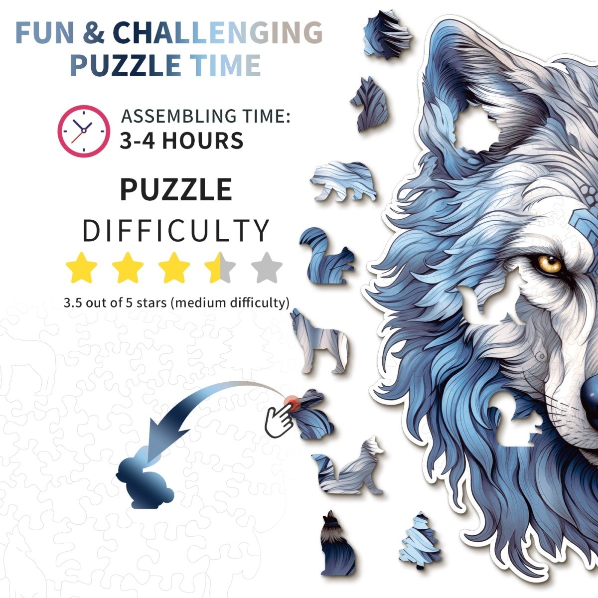 kaayee-wooden-puzzle-resolute-snow-wolf-holzpuzzle-medium image 4