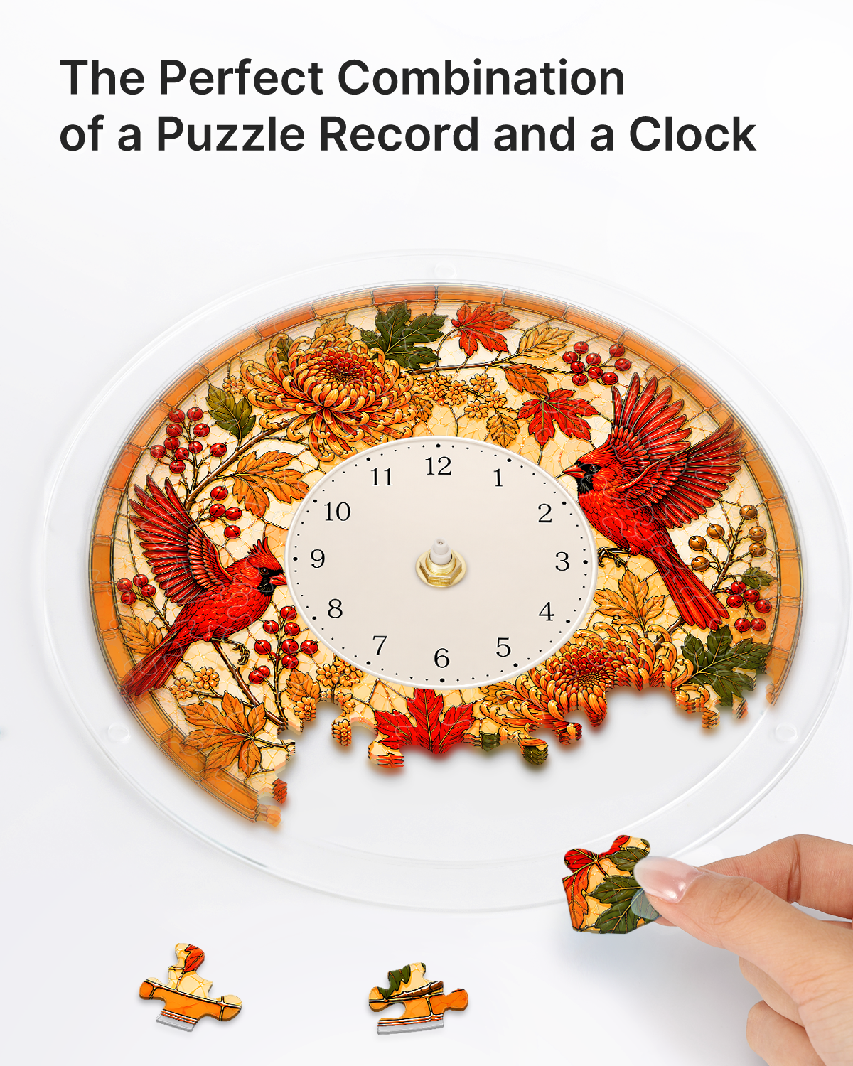 kaayee-clock-kit-autumn-melody-cardinal-puzzle-uhr-regular image 2