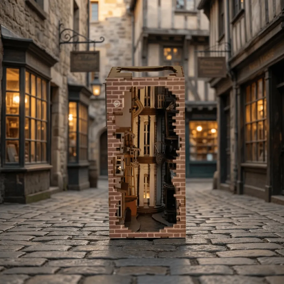magicholz-3d-puzzle-harry-potter-winkelgasse-book-nook-mit-licht image 1