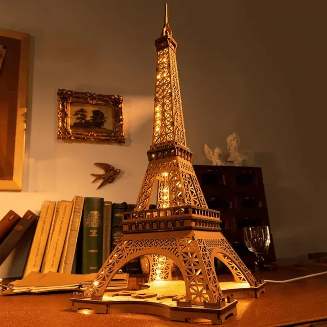 magicholz-3d-puzzle-nachts-am-eiffelturm-holzmodell-mit-led image 1