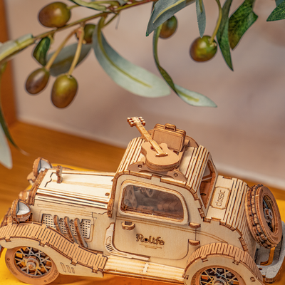 magicholz-mechanischer-bausatz-vintage-auto-mit-gitarre-holzmodell image 4