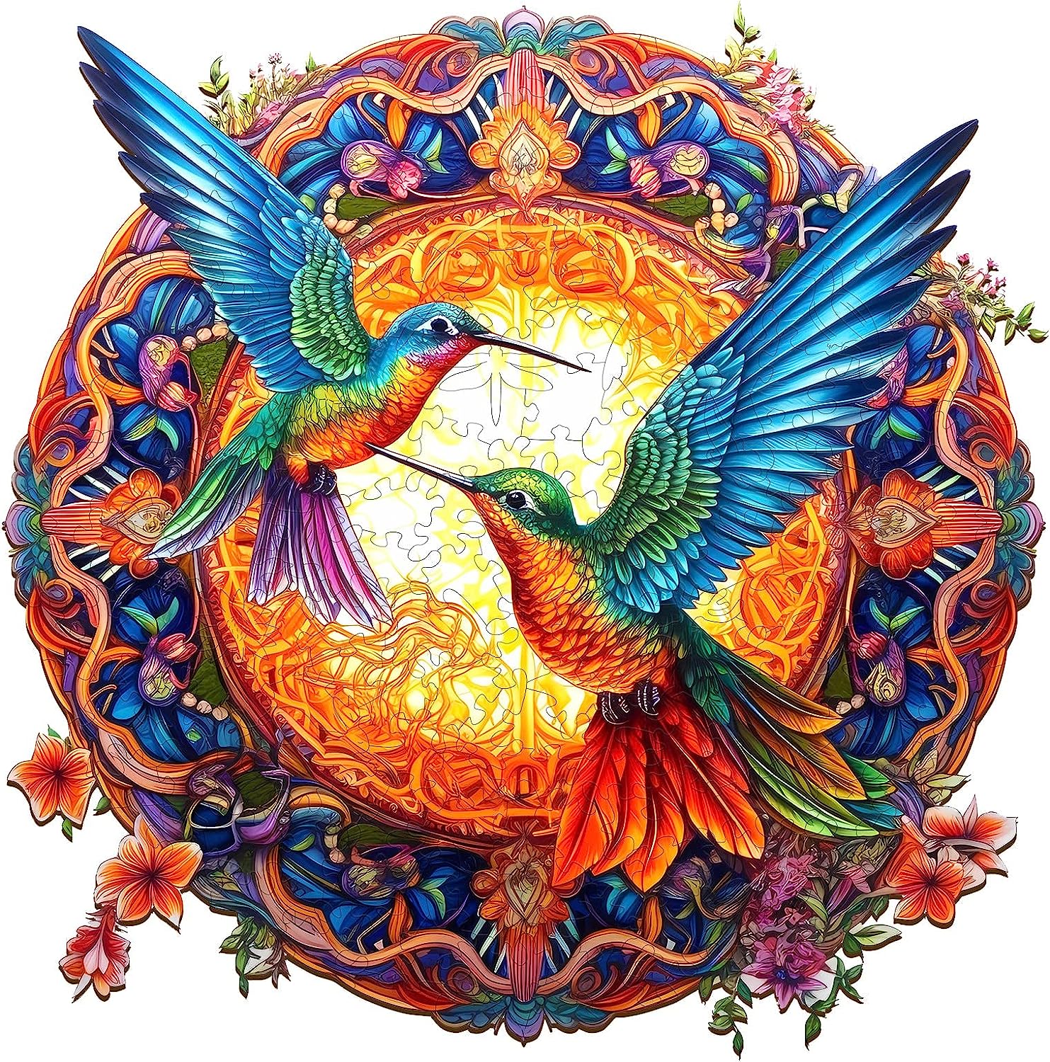 jigfoxy-hummingbirds-holzpuzzle-s-100-teile-rund image 1