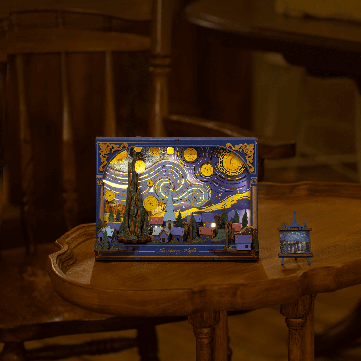 magicholz-book-nook-sternennacht-van-gogh-diorama-mit-led image 2