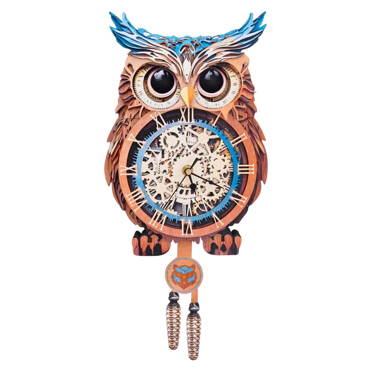 kaayee-clock-kit-owl-holz-uhren-bausatz-eule-mit-pendel image 1