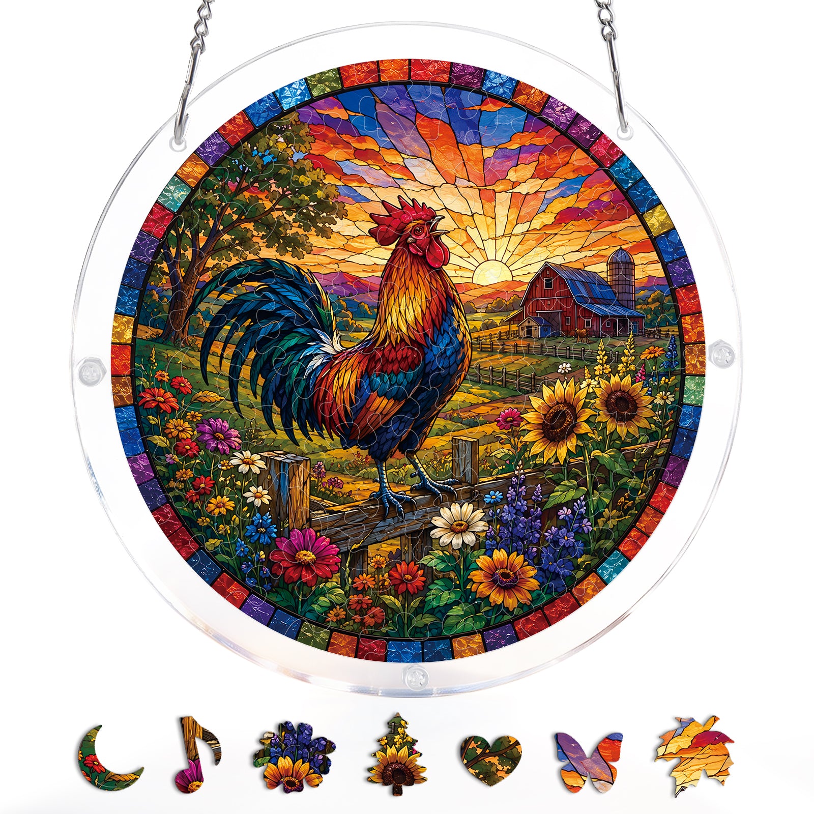 kaayee-suncatcher-puzzle-sunrise-rooster-suncatcher-hahn image 3