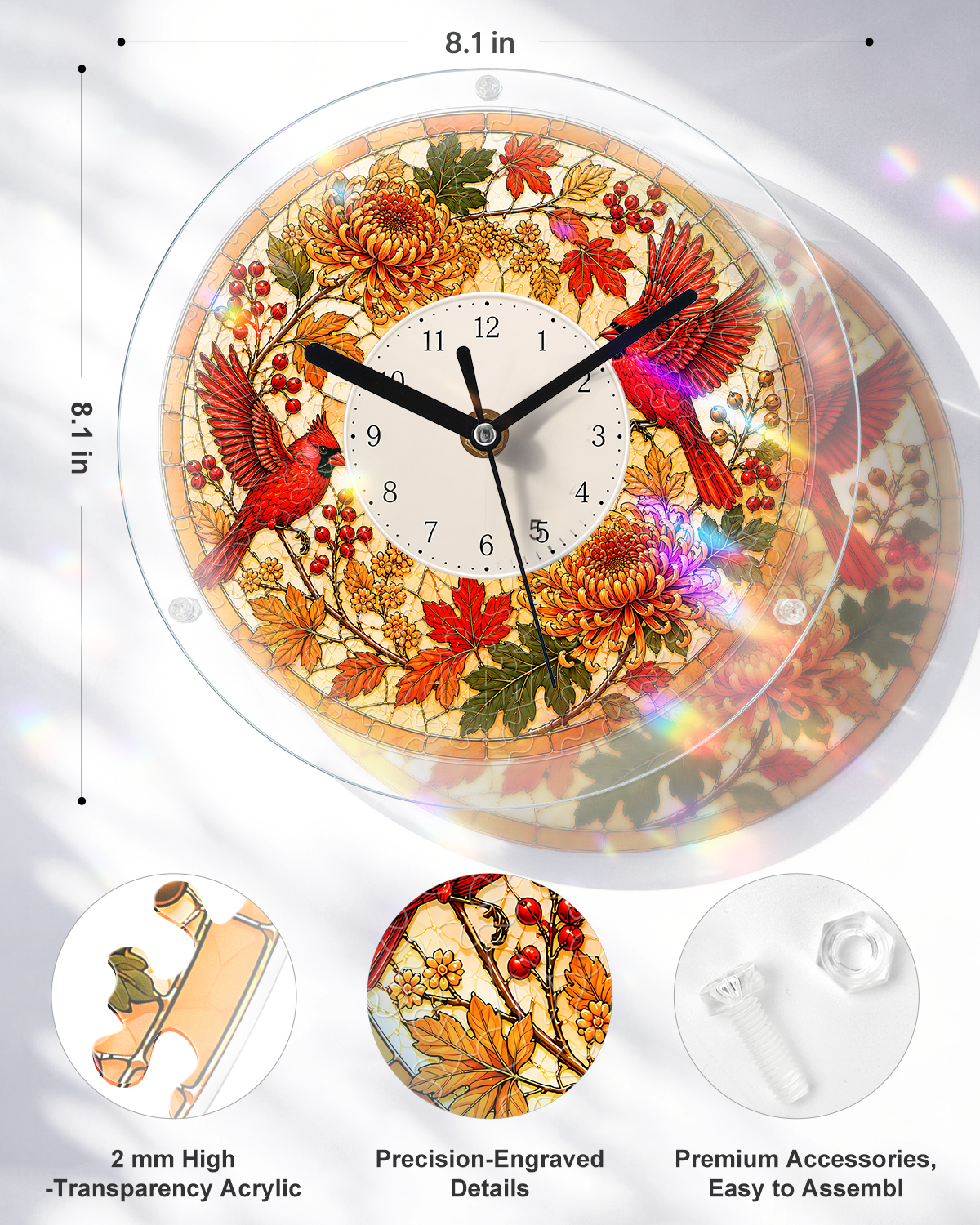 kaayee-clock-kit-autumn-melody-cardinal-puzzle-uhr-regular image 3