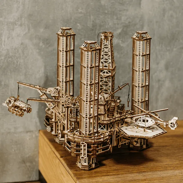 magicholz-mechanischer-bausatz-offshore-bohrinsel-holzmodell-1180-teile image 1