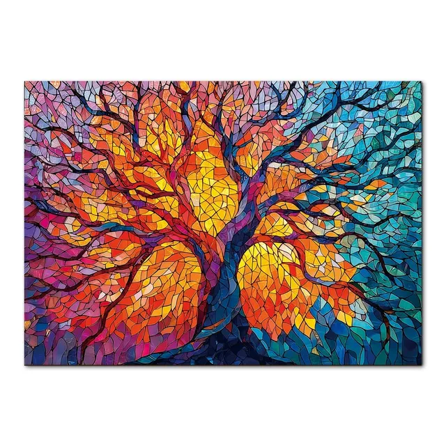 kaayee-stained-glass-tree-puzzle-1000-teile-eco-white-board image 1