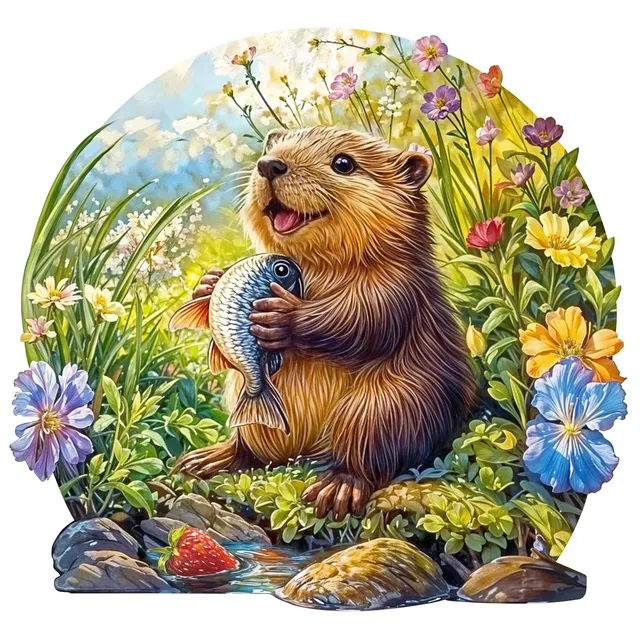jigfoxy-otter-holzpuzzle-m-229-teile-otter-motiv image 1