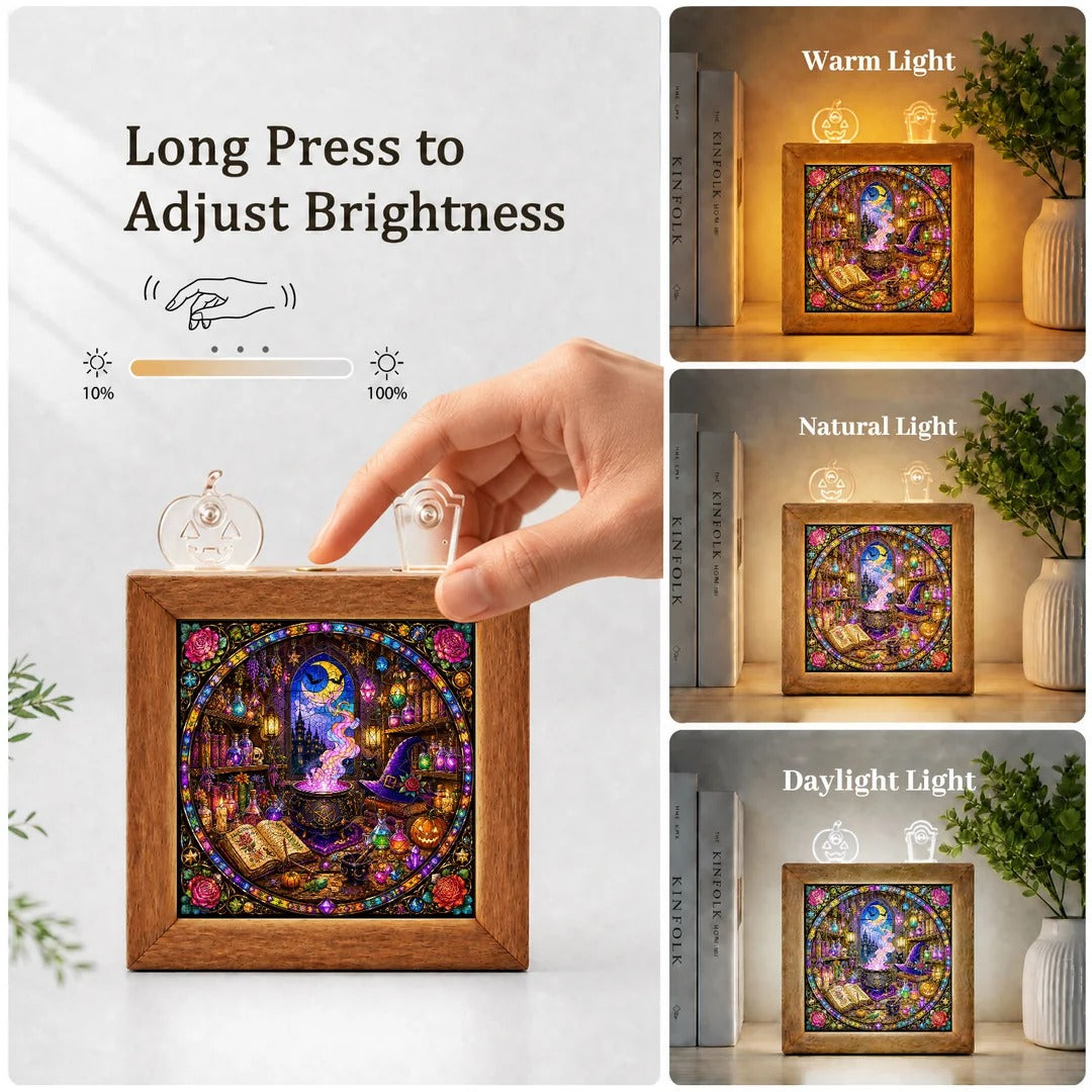 kaayee-witch-s-alchemy-lab-puzzle-nachtlicht-mit-holzrahmen image 6