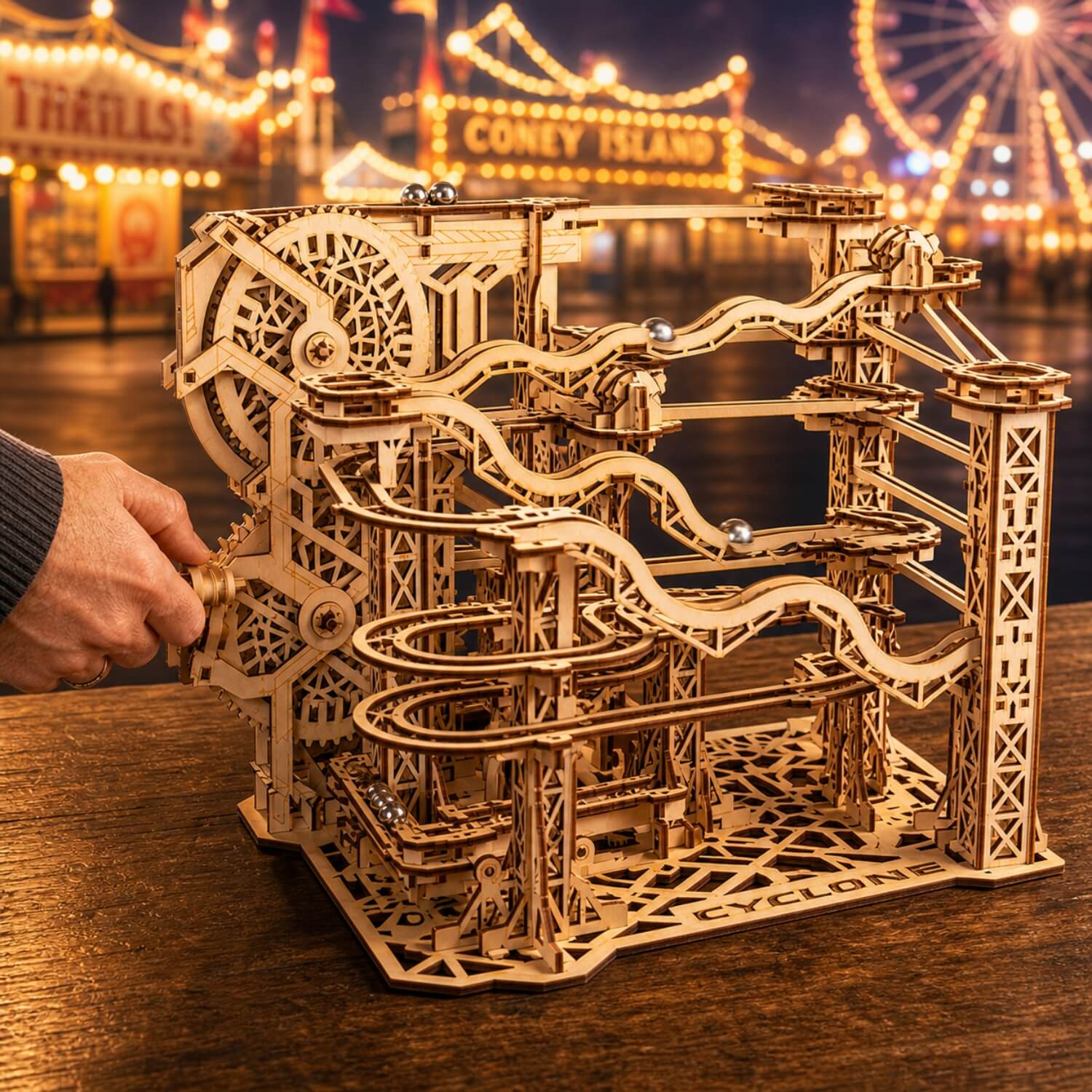 magicholz-mechanischer-bausatz-cyclone-marble-run-kugelbahn-294-teile image 3
