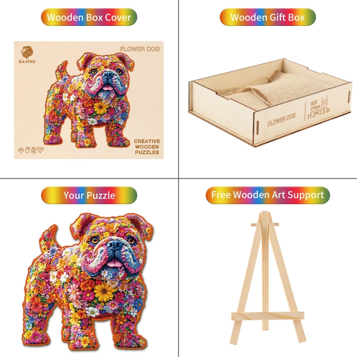 kaayee-wooden-puzzle-flower-dog-medium-holz-bunt image 5