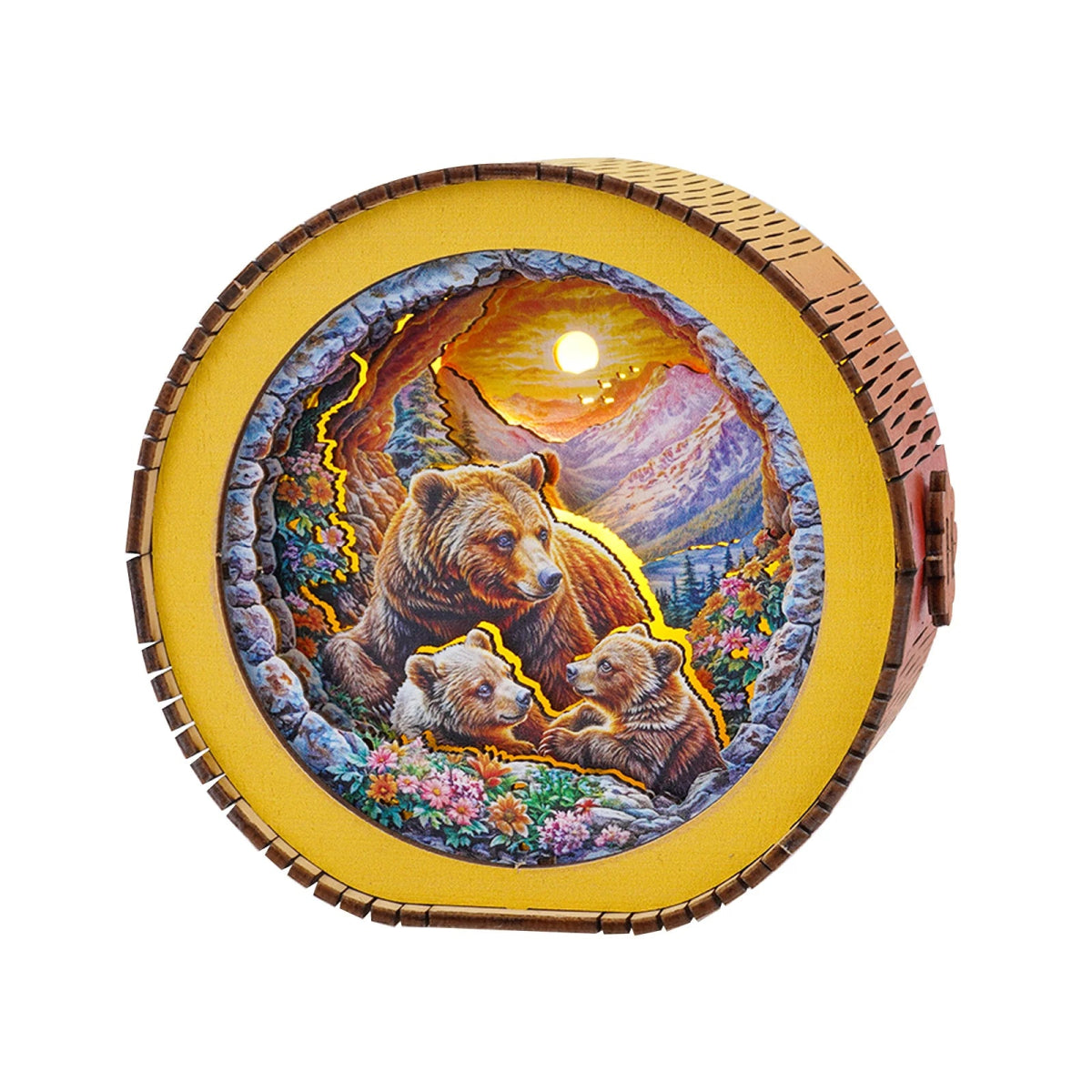 kaayee-night-light-brown-bear-family-holz-nachtlicht image 1