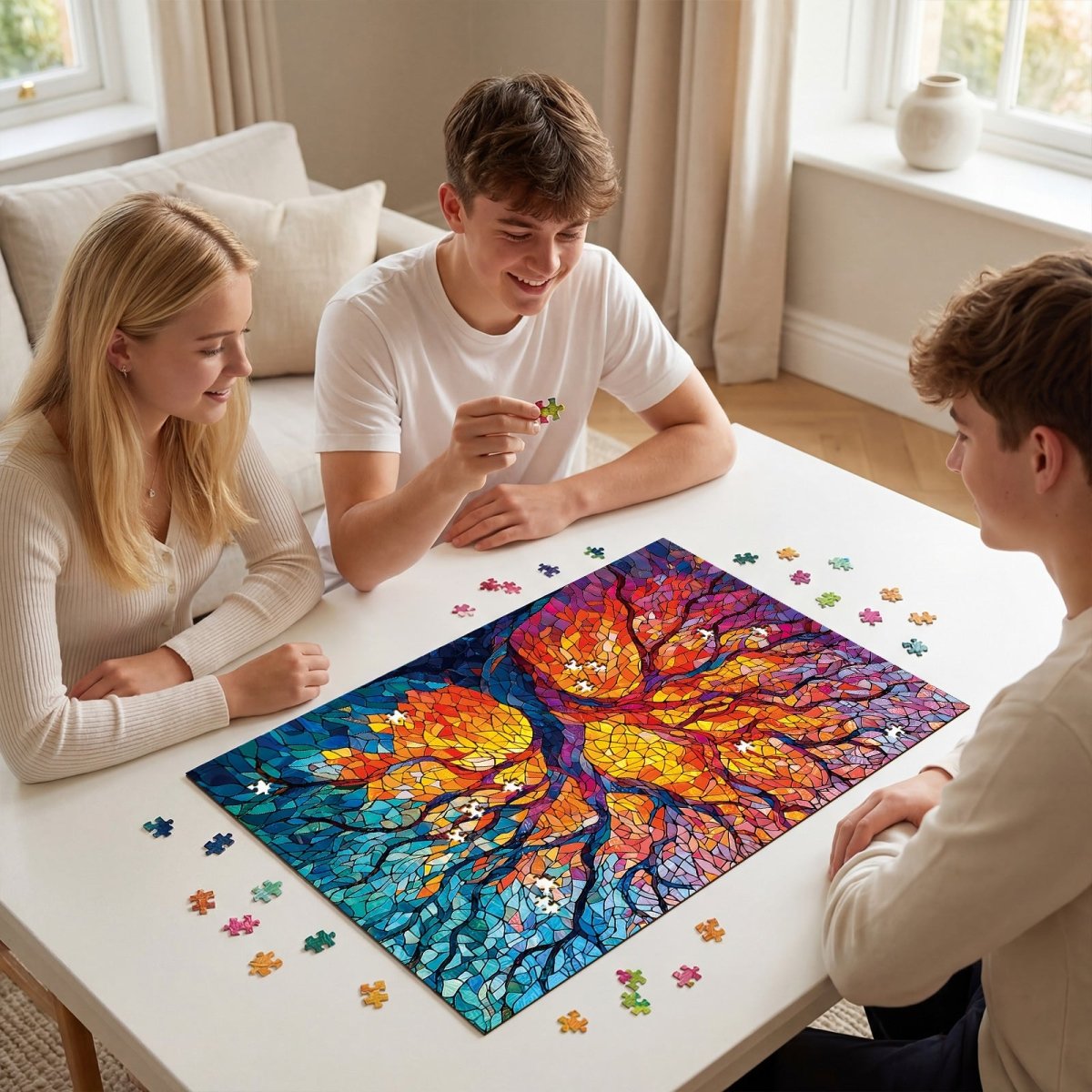 kaayee-stained-glass-tree-puzzle-1000-teile-eco-white-board image 4