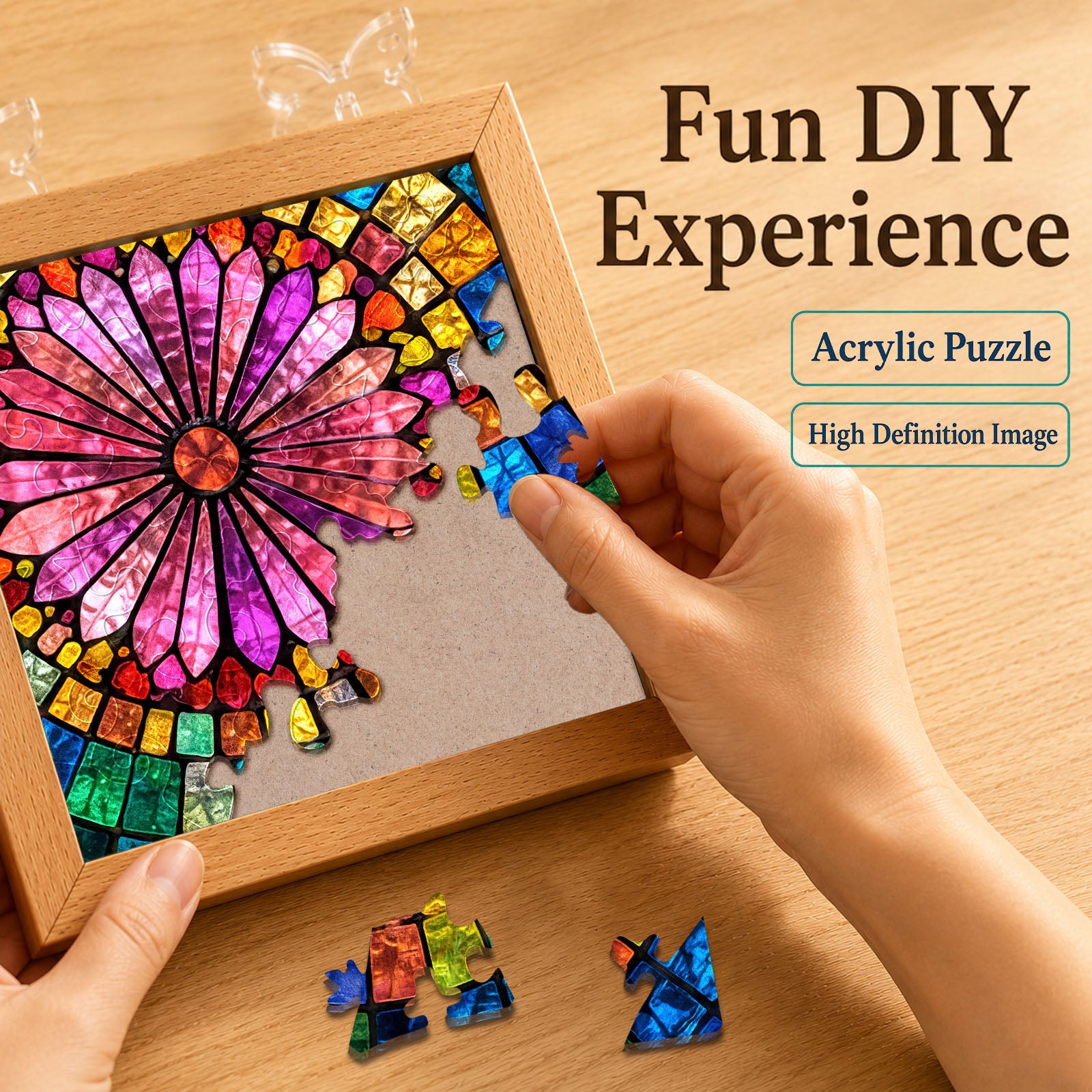 kaayee-aurora-bloom-acryl-puzzle-nachtlicht-holzrahmen image 2
