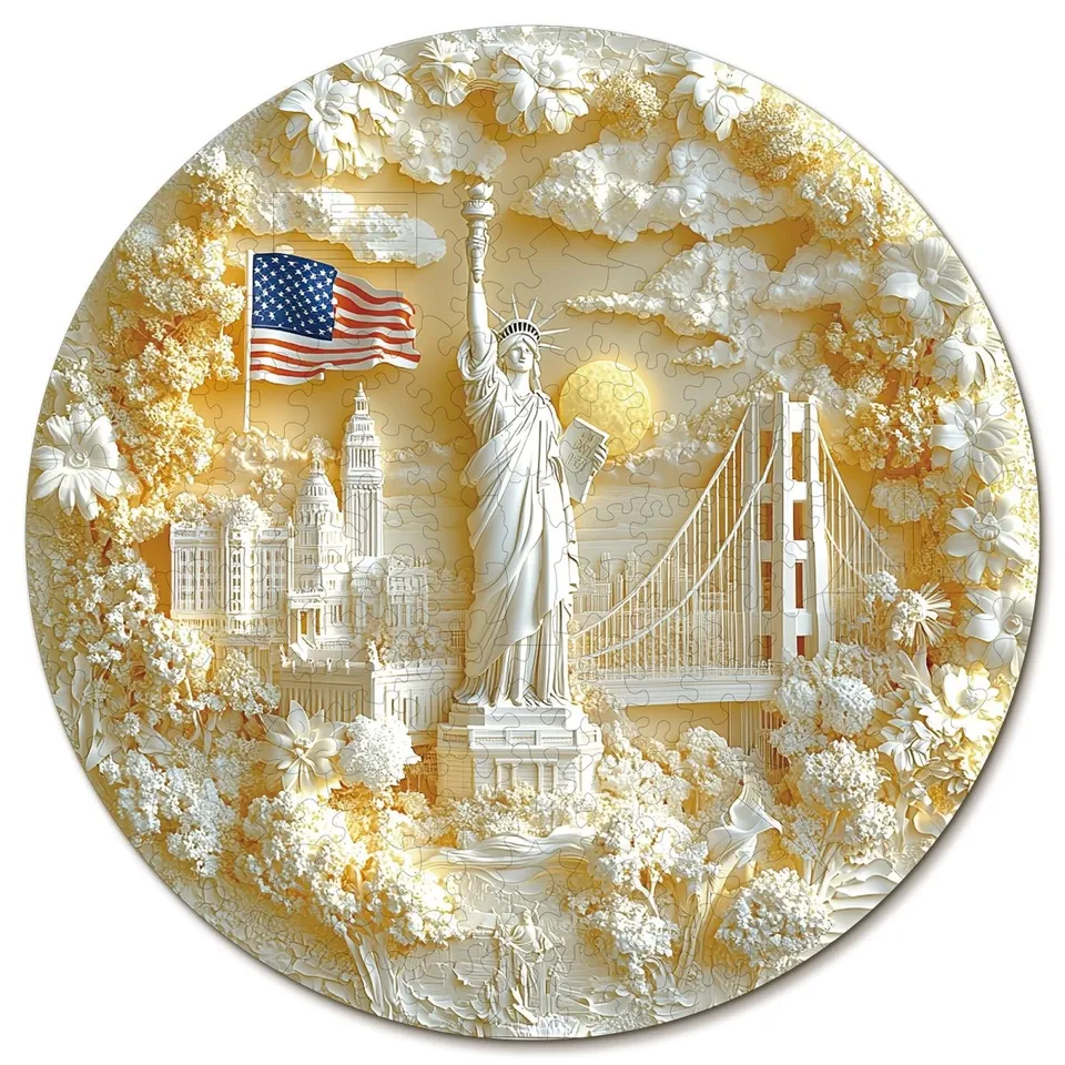 kaayee-wooden-puzzle-statue-of-liberty-flag-holzpuzzle-medium image 1