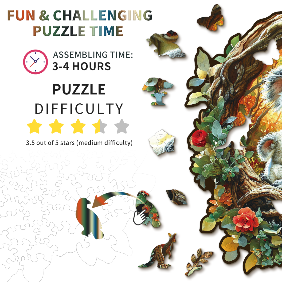 kaayee-koala-holzpuzzle-medium-mutter-kind-blumenkranz image 3