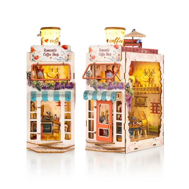 kaayee-book-nook-kit-romantic-coffee-shop-holzpuzzle-caf-led image 1