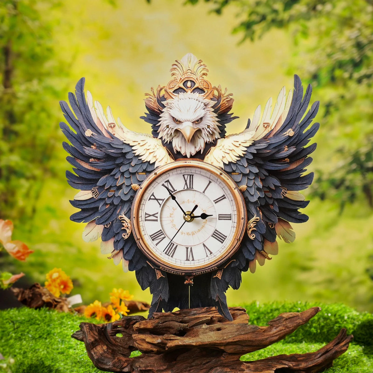 kaayee-clock-kit-eagle-holzuhr-mit-pendel-3d-puzzle image 2