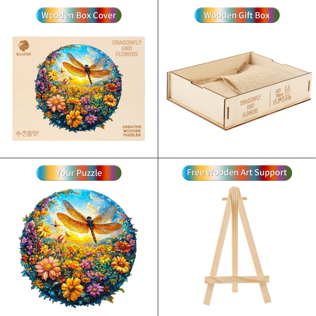 kaayee-wooden-puzzle-libelle-blumen-holzpuzzle-mittel image 3