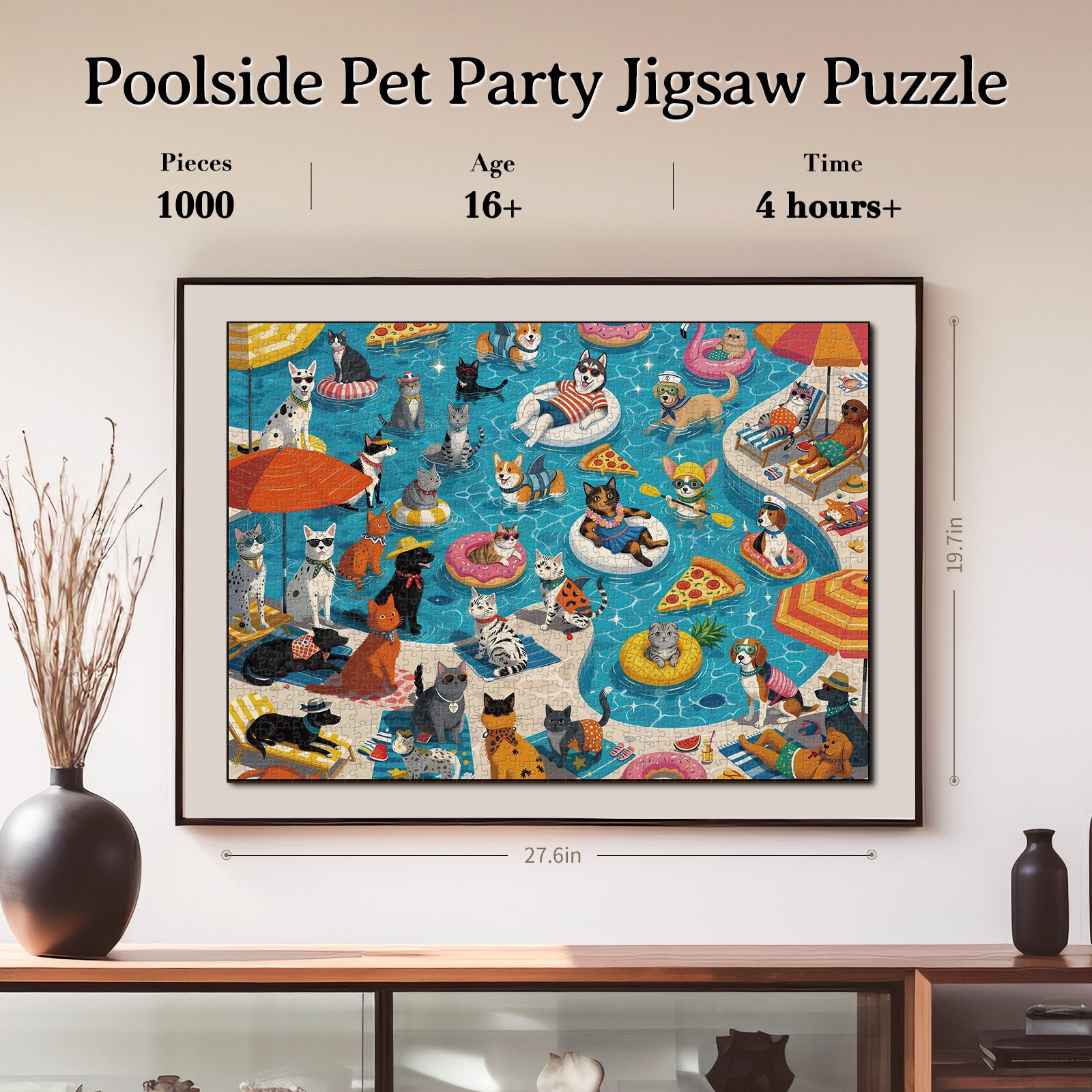 kaayee-cardboard-poolside-pet-party-puzzle-1000-teile-eco image 4