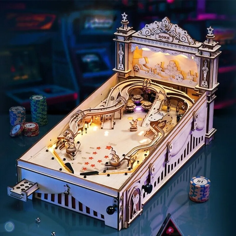 magicholz-mechanischer-bausatz-3d-pinball-maschine-holz-rokr image 1
