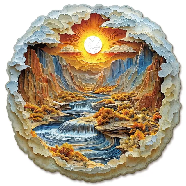 kaayee-wooden-puzzle-rivers-and-mountains-holzpuzzle-medium-canyon image 1